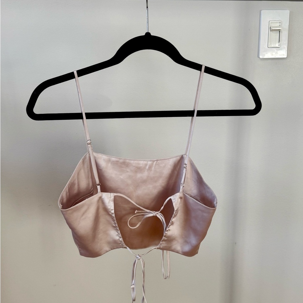Elegant silk strap crop Top